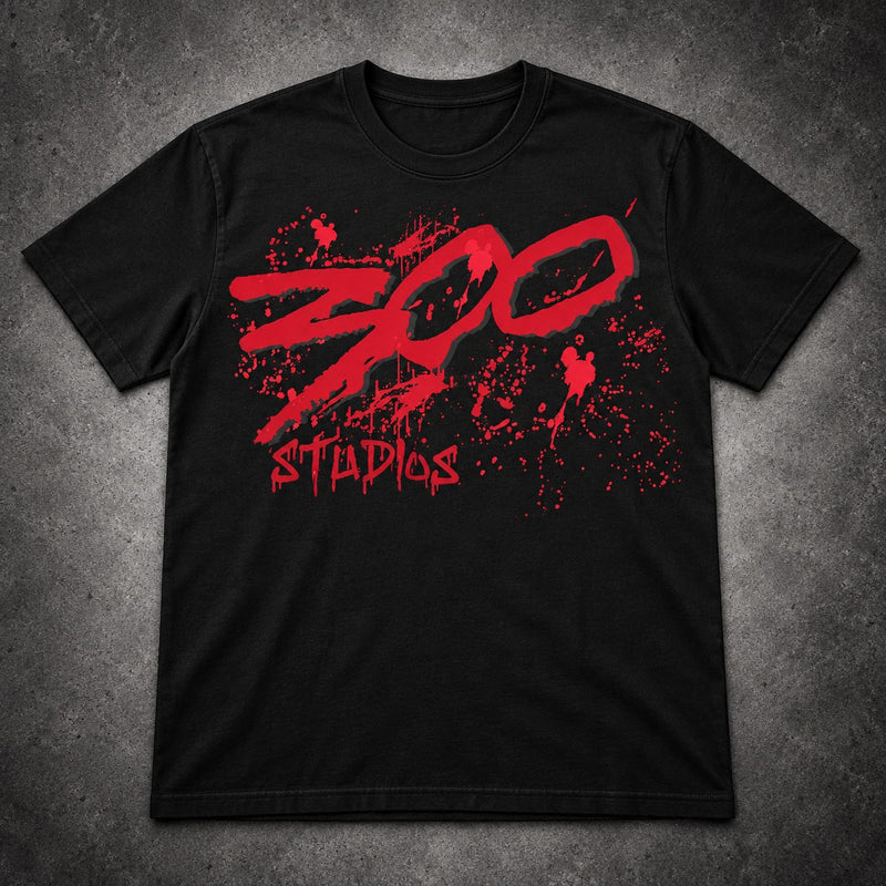 300 Studios Red Logo Black T-Shirt